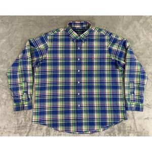 Ralph Lauren Shirt Mens 2XL Blue Green Pink Plaid Custom Fit Button Down Classic